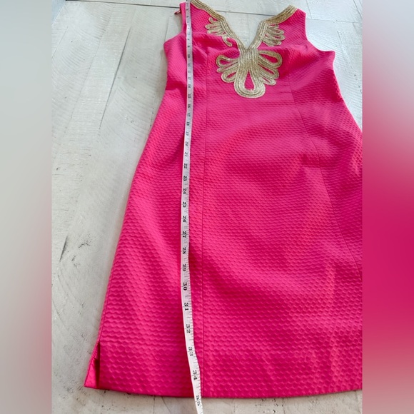 Lilly Pulitzer Janice Cotton Shift Dress in Pink size 2 light gold & pink - Picture 4 of 11
